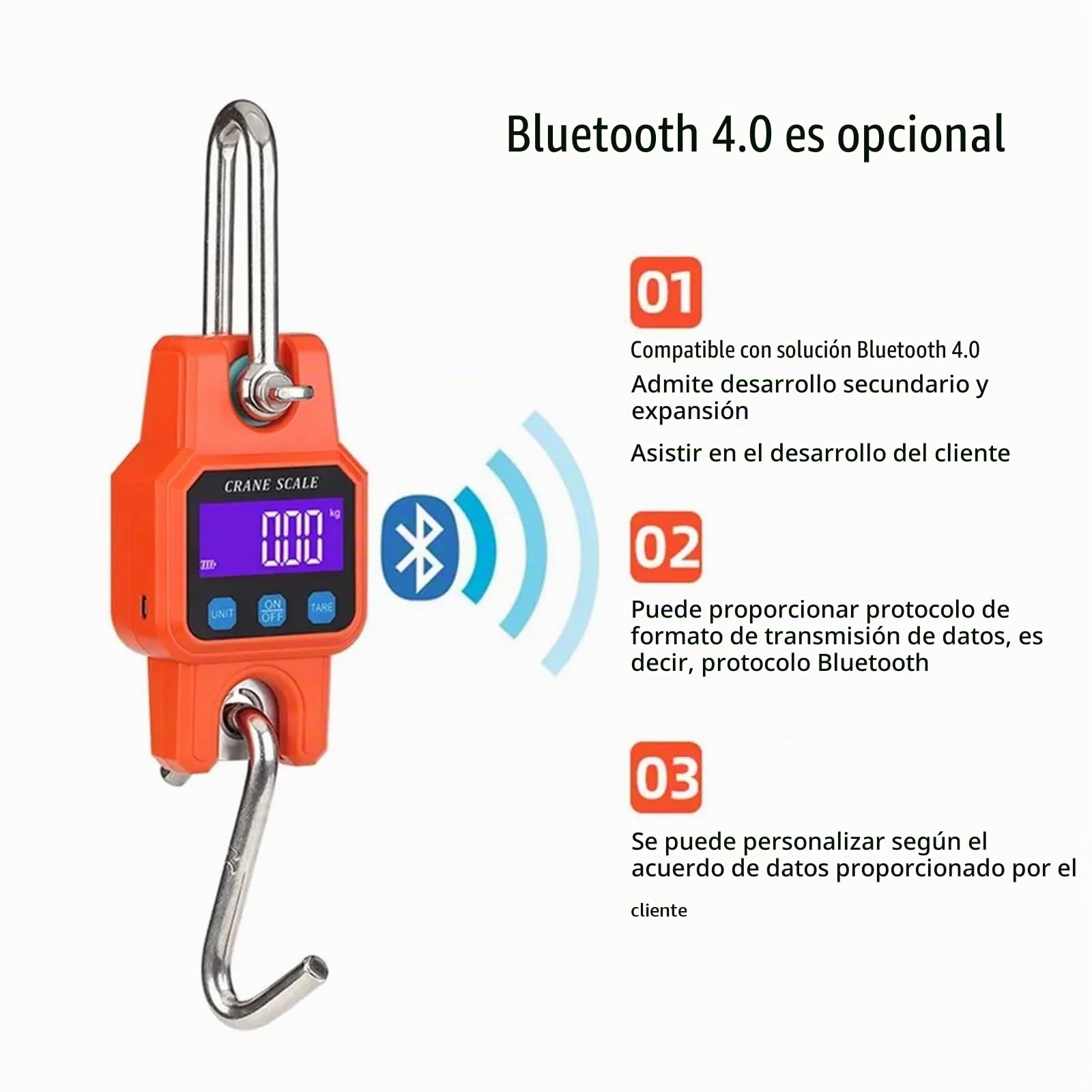 Escala colgante, Báscula electrónica portátil con gancho, báscula colgante, báscula de elevación mini con carga Bluetooth for uso doméstico Pantalla de alta definición(Black with BT)
