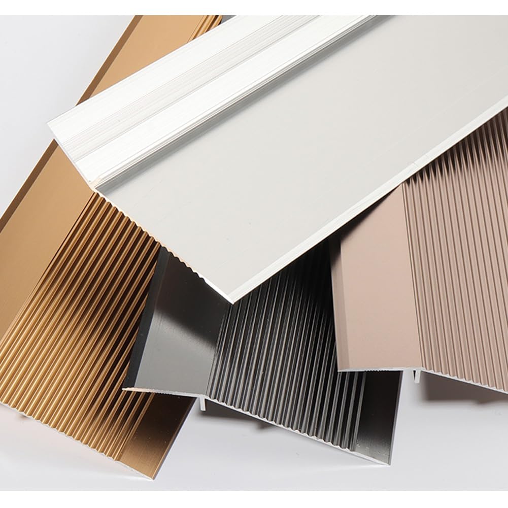 3 Pièces Bandes de Transition en Aluminium pour Entrée de Porte, Réducteur de Porte/Dalle/Seuil, Bande D'Habillage de Sol pour Chambre/Cuisine/Salle de Bain (Color : Argent)