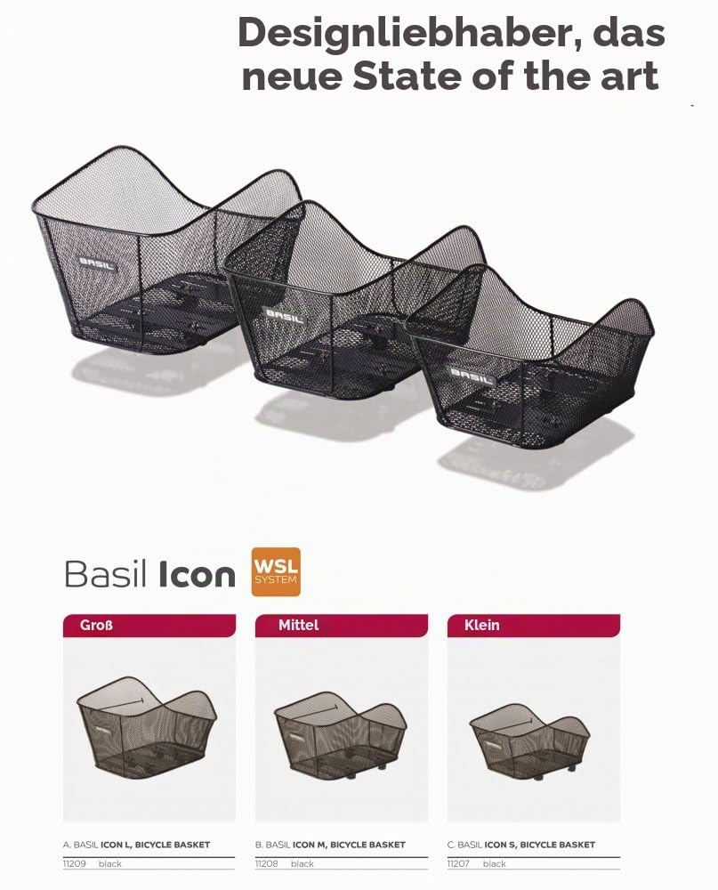 Basil Icon M Fahrradkorb - Hinterrad - WSL System - Robust - Schwarz