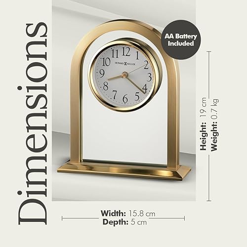 Miniatura 5 de Howard Miller Reloj de mesa imperial 645-574  Arco de metal en tono latón y esfera flotante decoración del hogar con movimiento de cuarzo