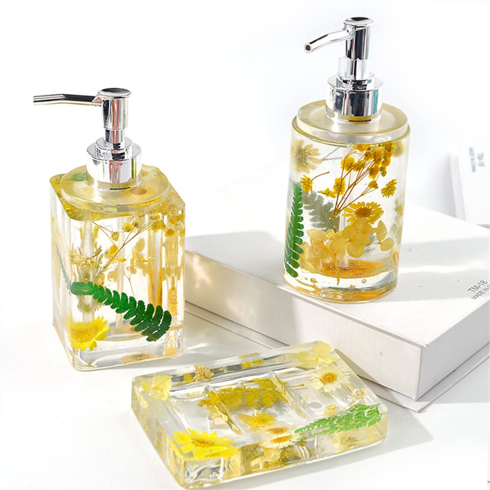 nawaish Bottle Resin Molds with Lid DIY Soap Box Silicone Molds Epoxy Resin Cast Resin Silicone Mold Perfume Bottle Resin Mold for Bottle Storage Jar Pen Holder with 2 Dispenser Pumps