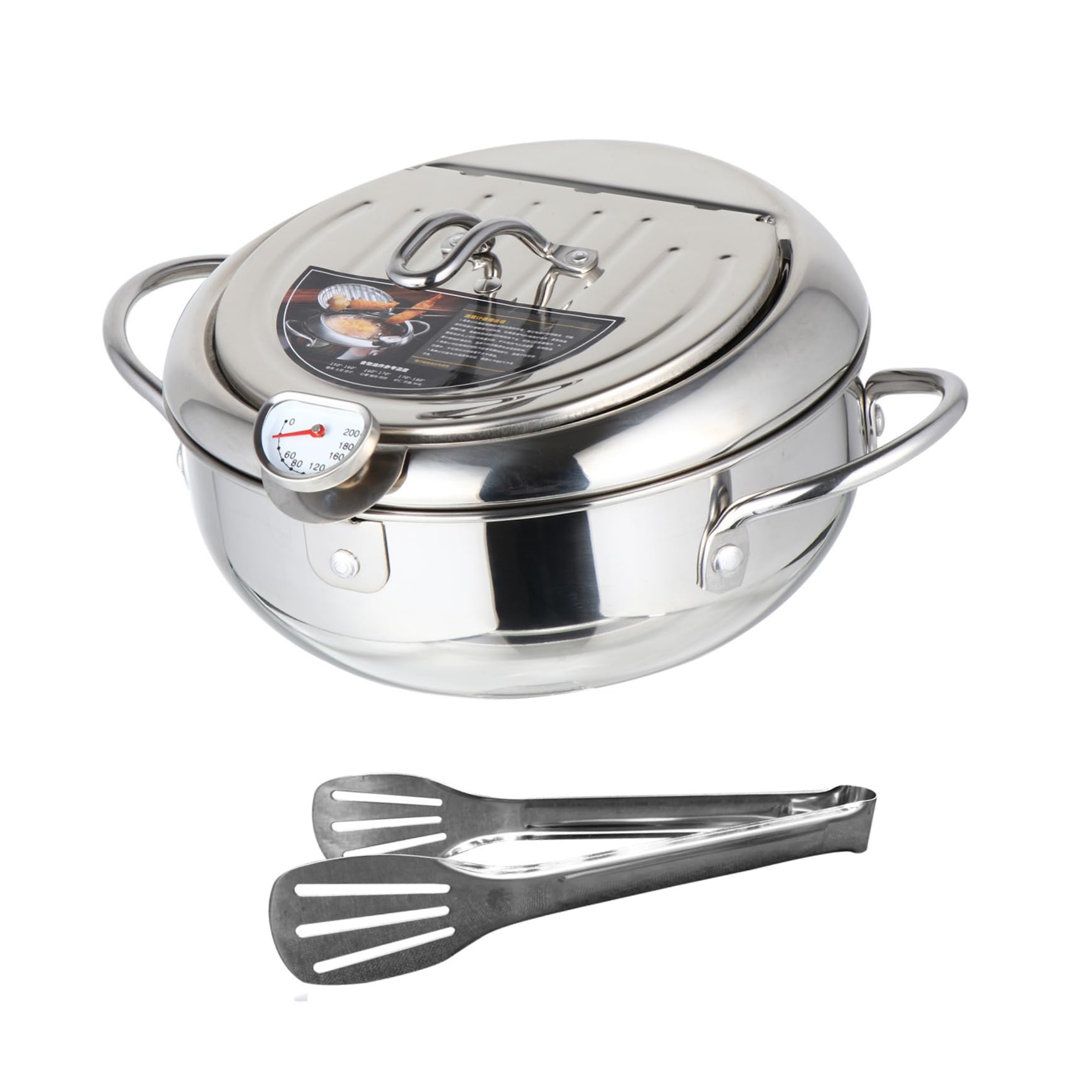 STOBAZA Quality Stainless Steel Tempura Fryer Deep Fryer Pan Frying Pot with Oil Drainer Rack Gas/electric Stove Compatible