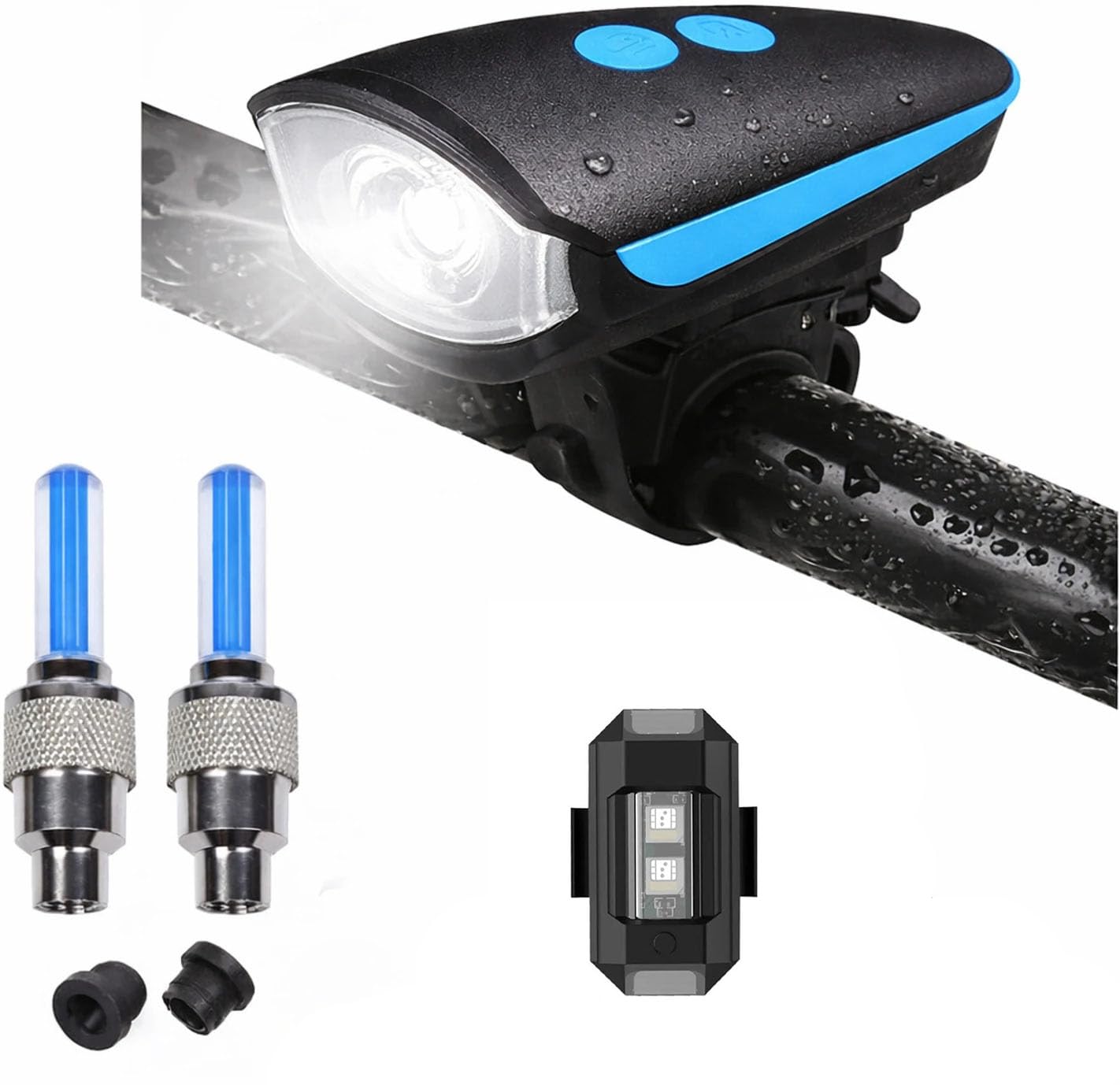 Kaashnic Rechargeable Premium Cycle Front, Helmet & Valve Light and with Horn Waterproof Cycle Light Multicolor-picture-25