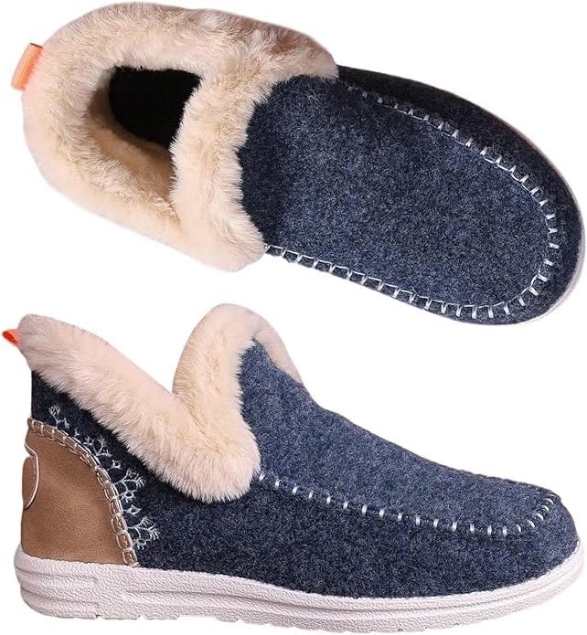 Soft Plush Slip-on Sneakers for Cozy Feet, Non Slip Orthopedic Winter Slippers Warm Cozy Micro Suede Slipper Boots