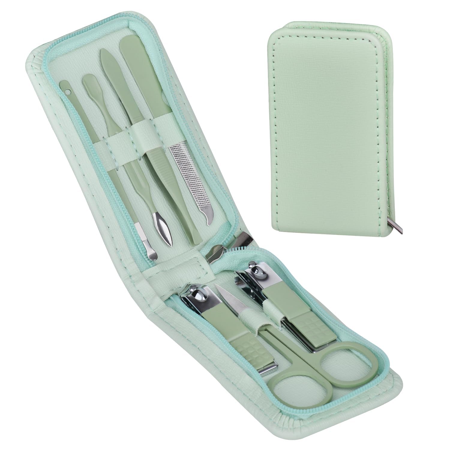Manicure Set Nail Clippers Pedicure Kit, Beauty Tool Portable Set Professional Grooming Kits Nail clippers Tools, Zipper Portable Travel Pack for men and women(7 Pcs)