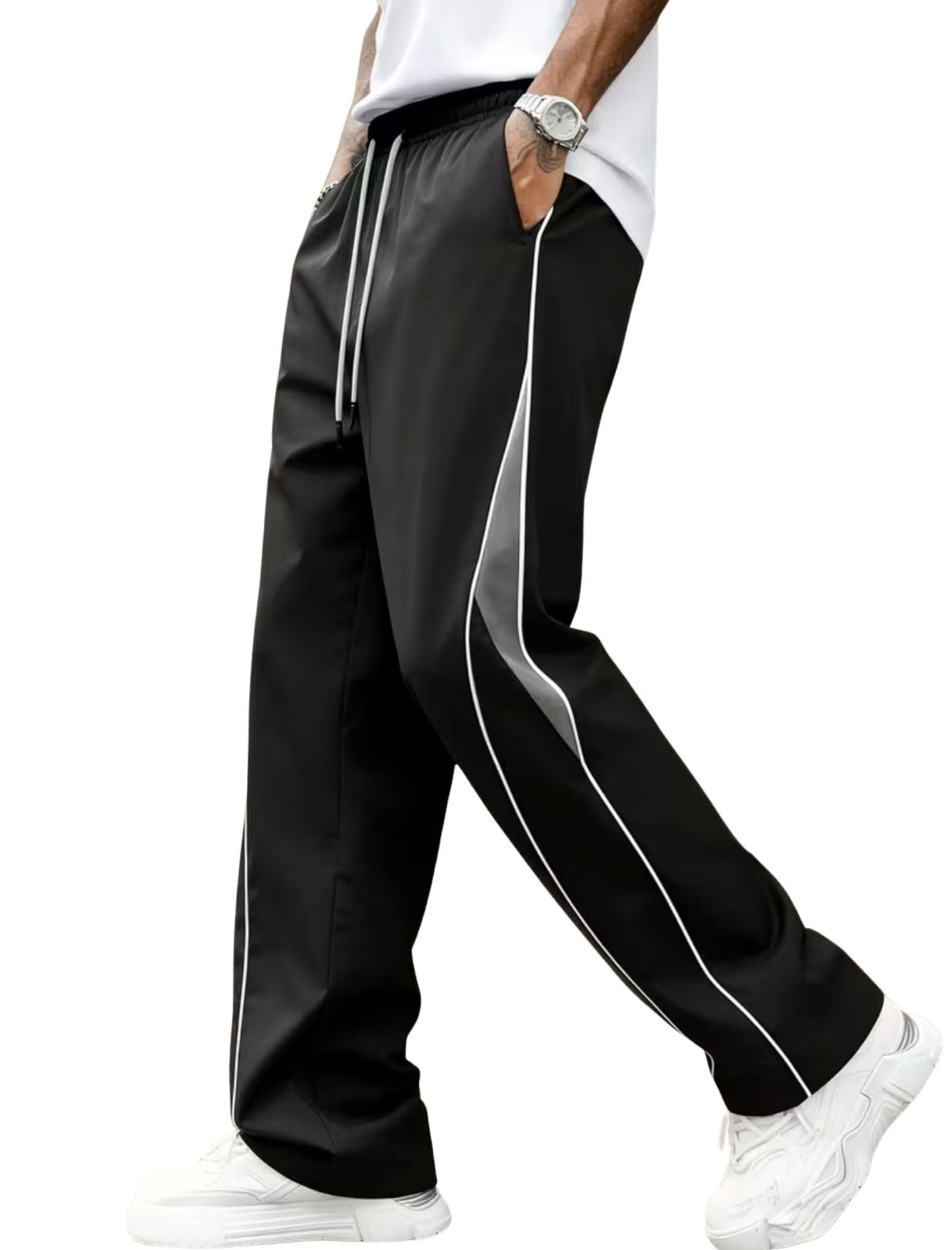 Men's Lycra Blend Straight Trouser with Pockets Drawstring Waist Solid Pattern Regular Fit and Standard Length | Stretchable Track Pant for Mans | Comfortable Casual Wear Jogger-image-27