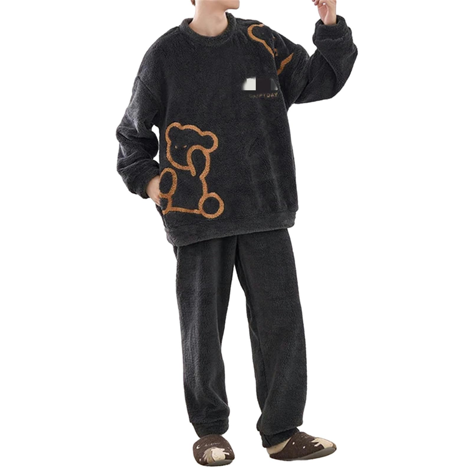 MdybF Męska zimowa piżama zimowa flanelowa męska piżama zimowa ciepła bielizna nocna duży rozmiar 5XL pulower piżama gruba bielizna nocna, 2902 m, 3XL