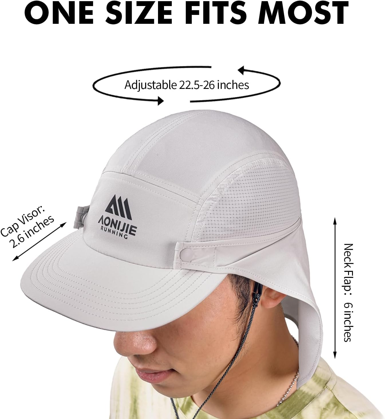 AONIJIE Sun Hat with Removable Neck Flap for Men & Women - Breathable Mesh Fishing Hat, Lightweight Hiking Sun Cap