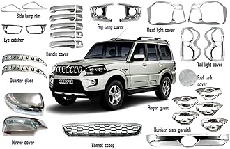 CAR SAAZ Exterior Chrome Accessories Combo Kit Compatible with Scorpio (2018-2021) Set of 27Pcs