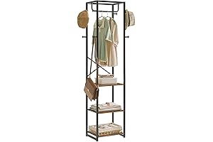 IBUYKE Entrance Organizer with Multi-Tiered Shelves and Ample Hanging Space