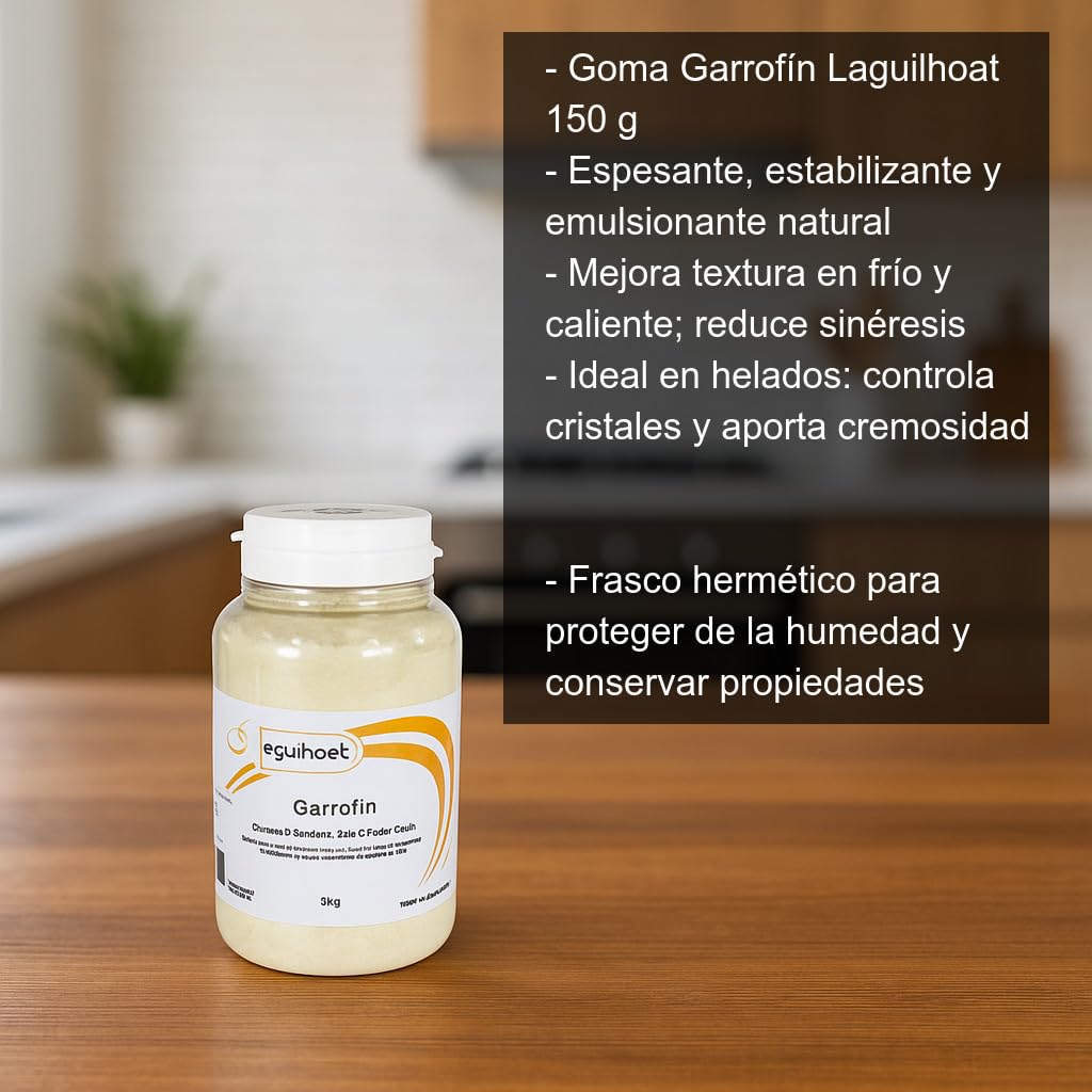 Cocinista Goma Garrofín (Goma de Algarrobo) 150 g en Frasco hermético Espesante Estabilizante Emulsionante Natural para Helados, sorbetes, Salsas y cremas