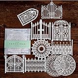 10pcs Paper Die Cuts Scrapbook Stickers, Cuttting Dies Decorative Paper Lace Butterfly Leave White Cardstock Scrapbook DIY Card Photo Frame Album Handmade Crafts Card Making (Door)
