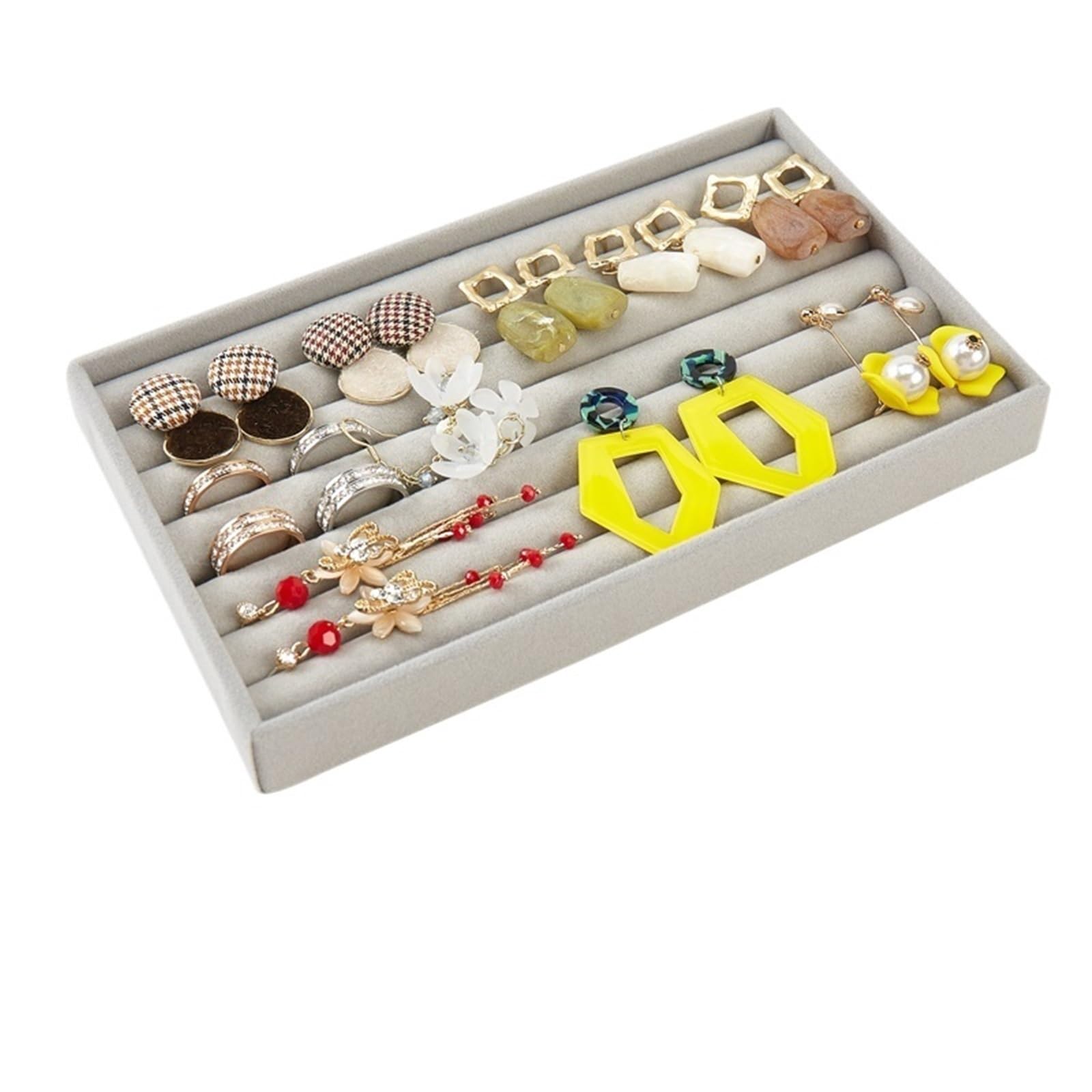 Sicrubious jewelry organizers and storage Jewelry Organizer Velvet Jewelry Storage Tray Display Ring Bracelet Necklace Storage Box Showcase Drawer Organizer Trays(Color 6)