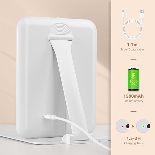 Miniatura 2 de wobsion Espejo de maquillaje de viaje, 8 x 6.1 pulgadas, recargable, portátil, plegable, espejo de maquillaje con luces, espejo iluminado de 3