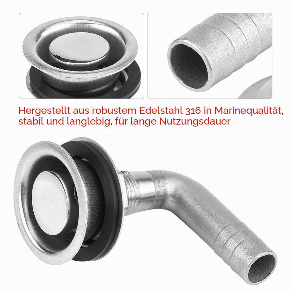 Tankentlüfter für Boote, Universal 90 ° Edelstahl Marine Unterputz Kraftstoff Gas Tank für 5/8 "Schlauch