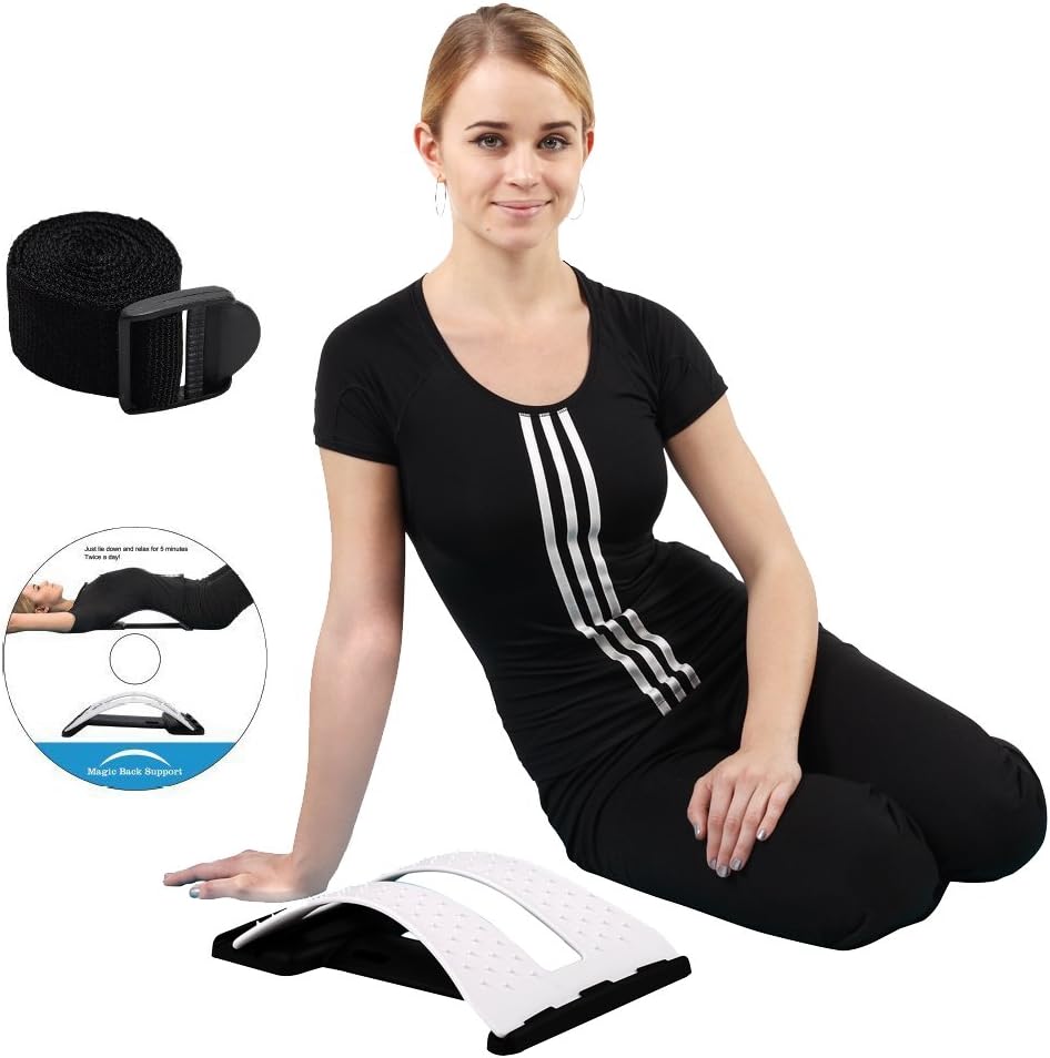 Magic Back Stretcher Lumbar Support Device Posture Corrector For Upper and Lower Back Pain Relief - White