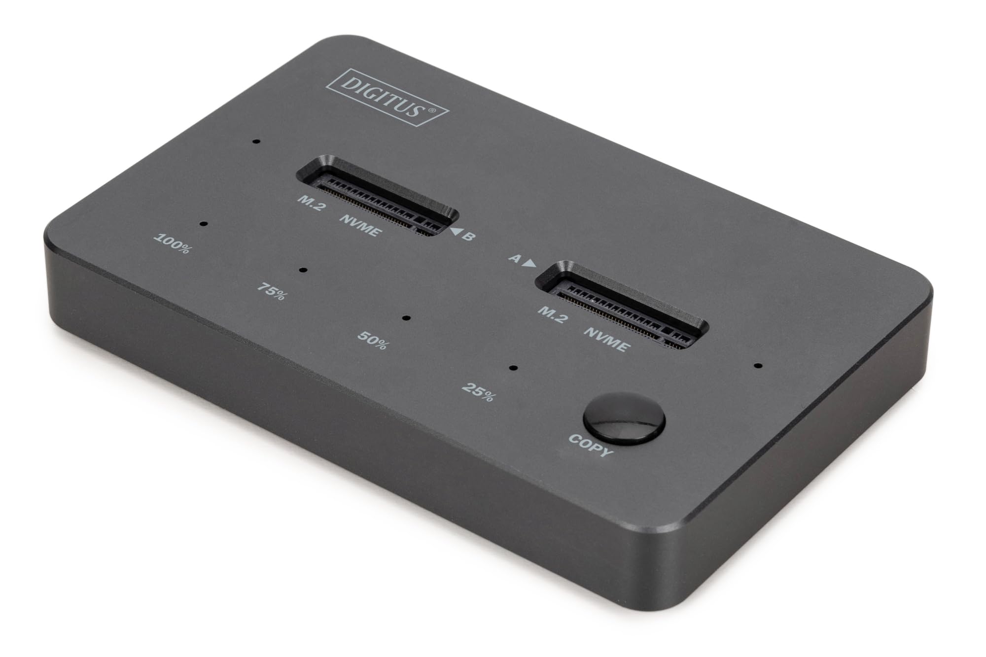 DIGITUS Dual M.2 NVMe SSD Clone Station - USB 3.1 Gen2 Type-C - M.2 module type 22110, 2280, 2260, 2242 - M/B+M key - Offline clone function - 10 Gbit/s - Black
