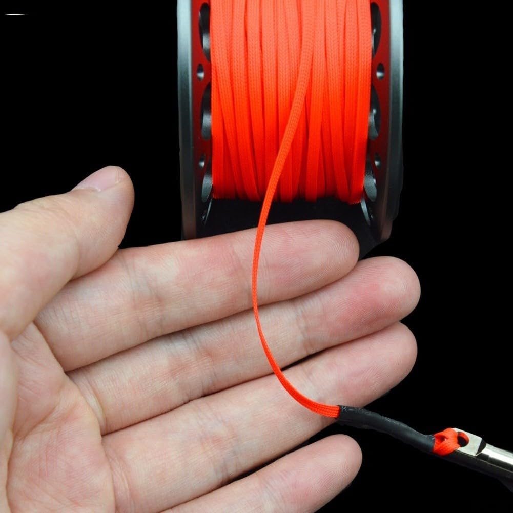 Carrete de buceo con doble gancho de acero inoxidable de aviación de aluminio subacuático para SMB Anti-Twist Joint Dive Line Winder para cueva y buceo técnico (30 m-rojo rosa)