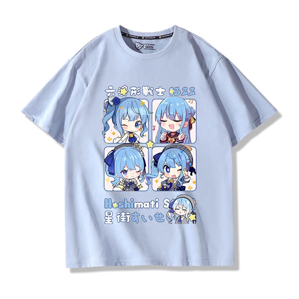 [アマゾンらく店] バーチャル VTuber Hololive 風 星街すいせい Tシャツ 男女兼用 可愛い 短袖 夏 オーバーサイズ ゆるかわ ファッション プレゼント ギフト