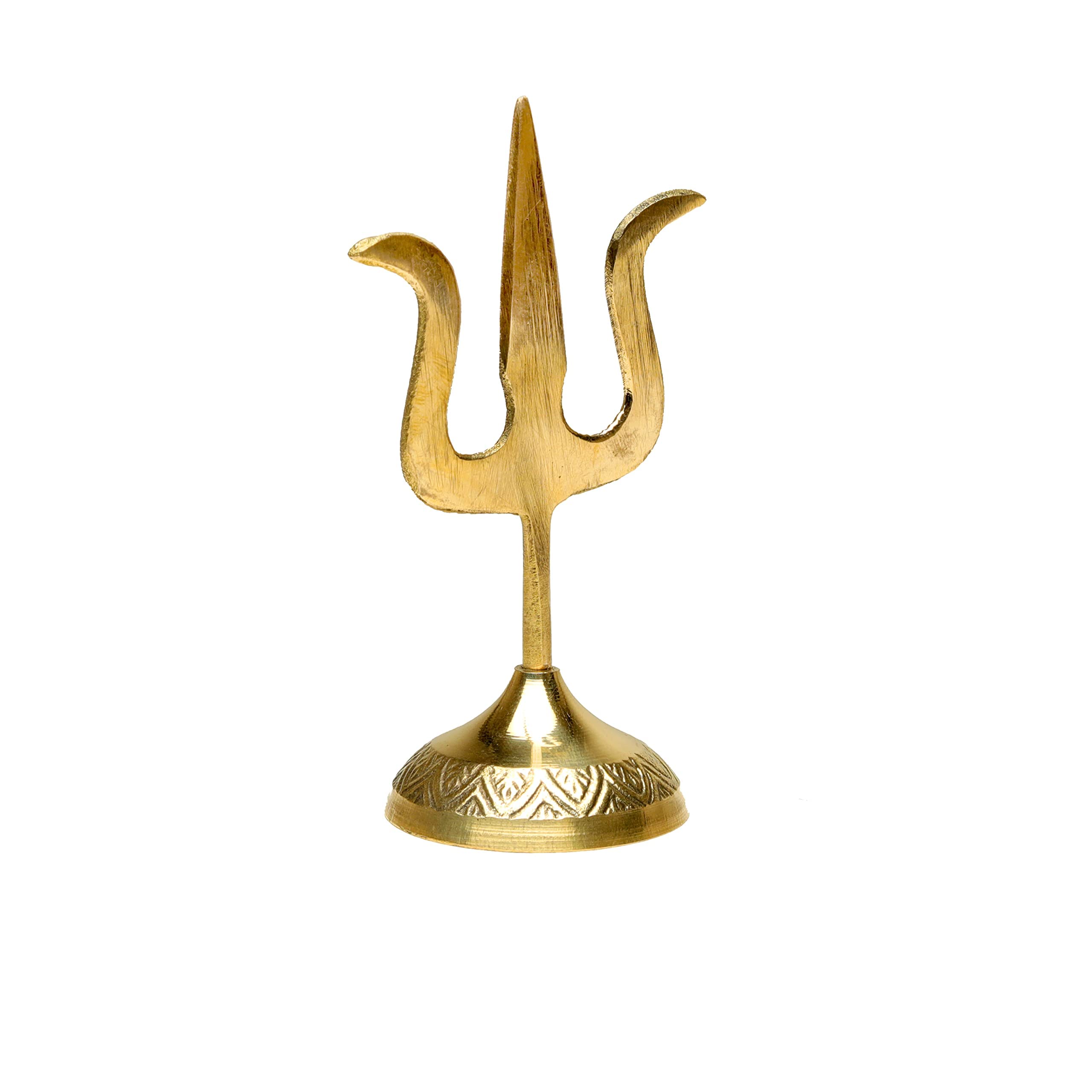 Decorative Brass Trishool/Trishul/Shoolam Lord Shiv mahadev Durga Pooja/Puja trishul Trident and Worship for Pooja Mandir Temple for Indian Traditional Festival Diwali Decorations (Size:-8")(Golden)