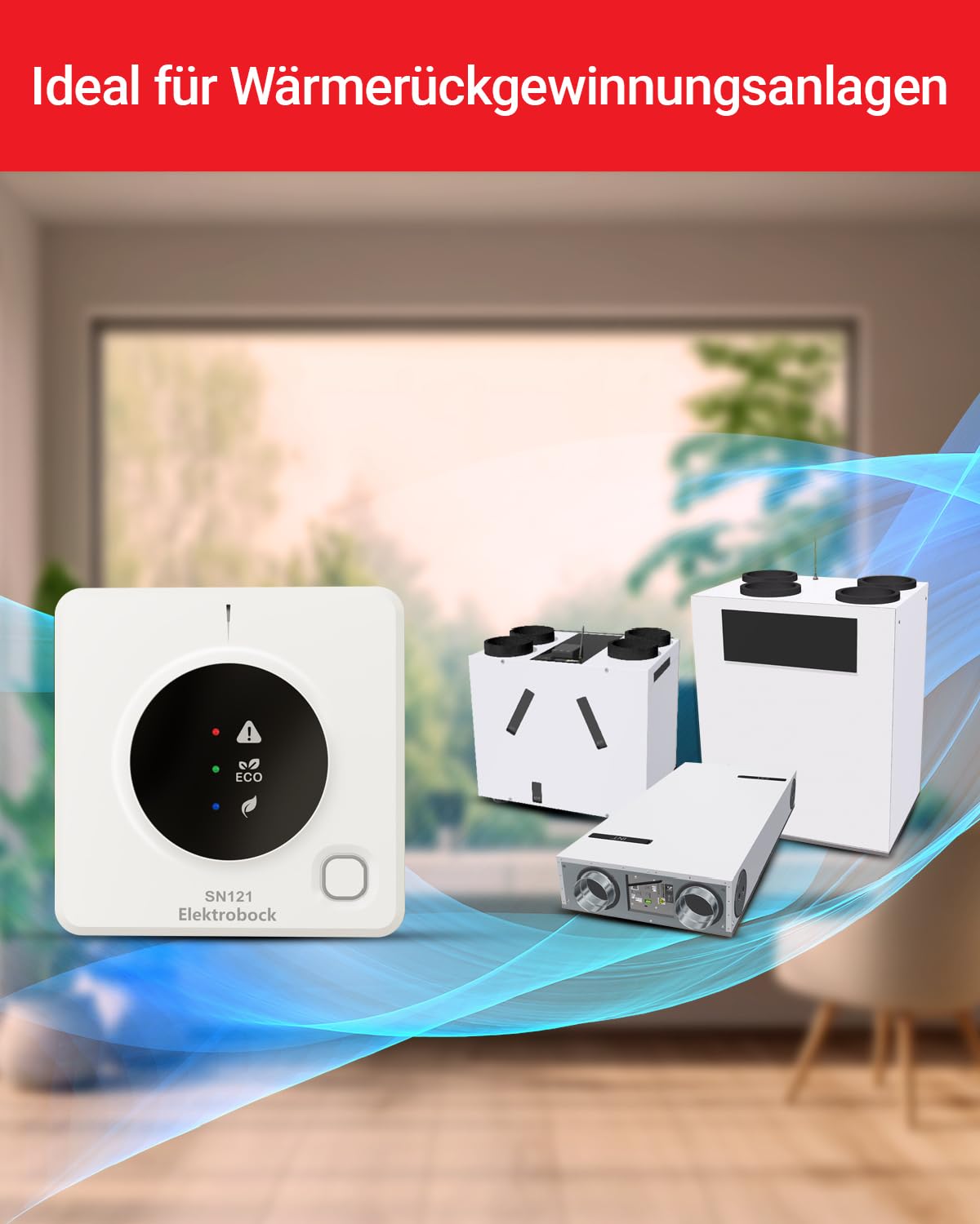 ELEKTROBOCK SN121 CO2 Messgerät mit 0–10V Ausgang – CO2 Sensor für Lüftungsanlagen | Luftqualität Messgerät & CO2 Monitor für Raumluft | präzise CO2 Messung