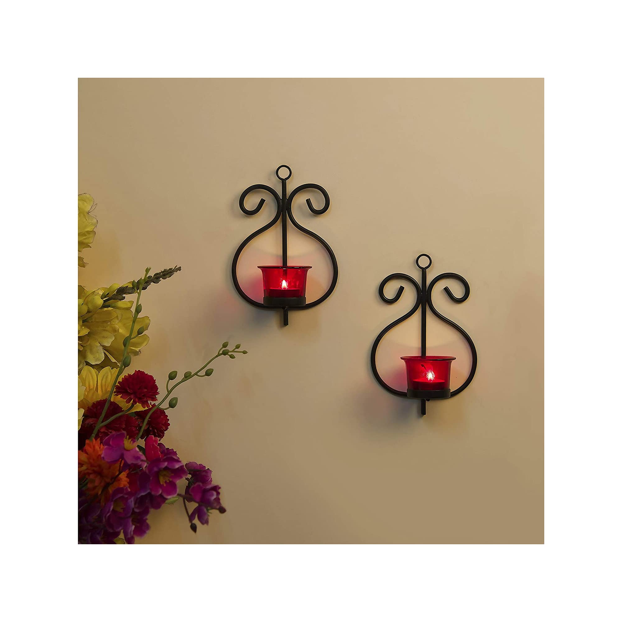 Viable Decor Decorative Glass Tealight Candle Holder (Pair)