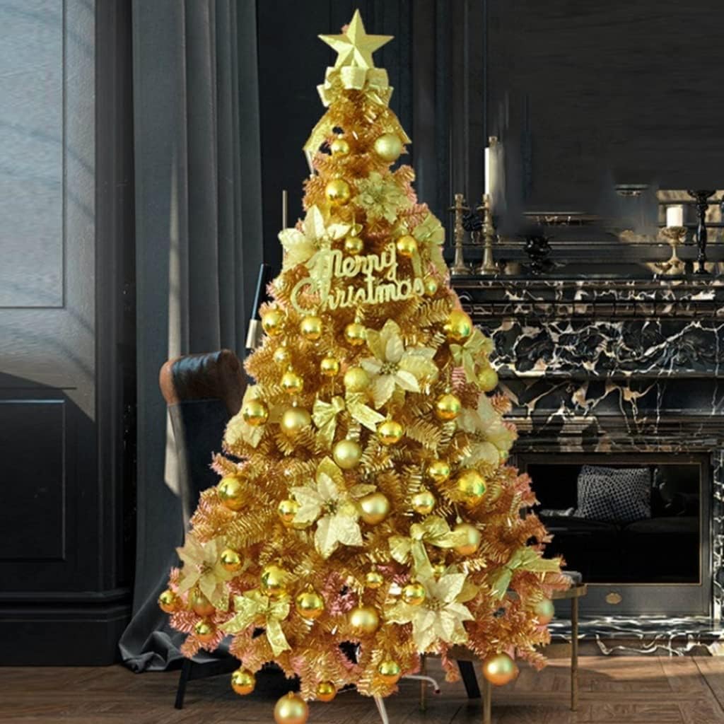 ZUMAHA Árbol de Navidad Dorado, árbol Artificial con Soporte de Metal y pequeñas Luces LED, árbol de Navidad para decoración de Puerta Principal de Entrada