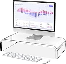 Acrylic Monitor Stand Riser - Acrylic Laptop Stand, Clear Monitor Stand, Acrylic Computer Stand, Acrylic Monitor Riser for Desk Keyboard Storage Office, Home, School