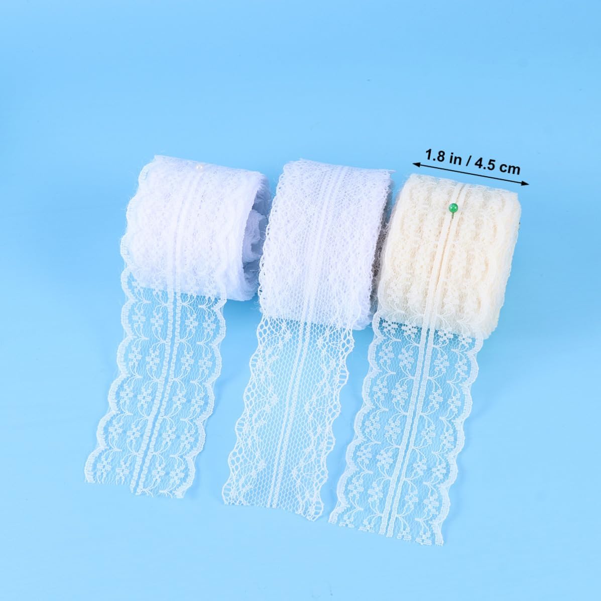 12 Rolls DIY Lace Trim Ribbon Roll White Chinlon