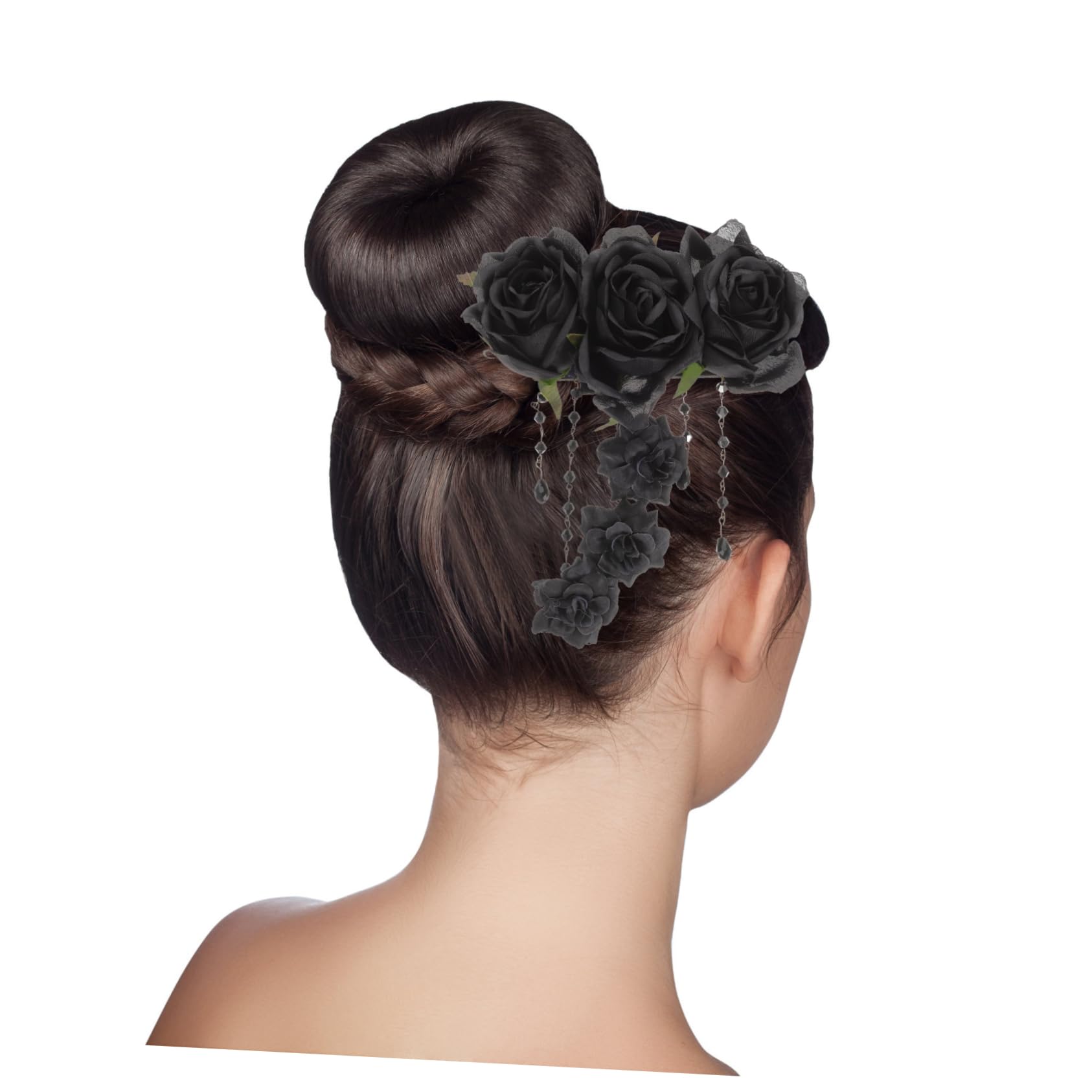FRCOLOR 5 Horquillas De Metal Con Flores De Tela De Sujeción Fuerte Accesorios Góticos Para El Cabello Elegantes Para Eventos De Halloween.