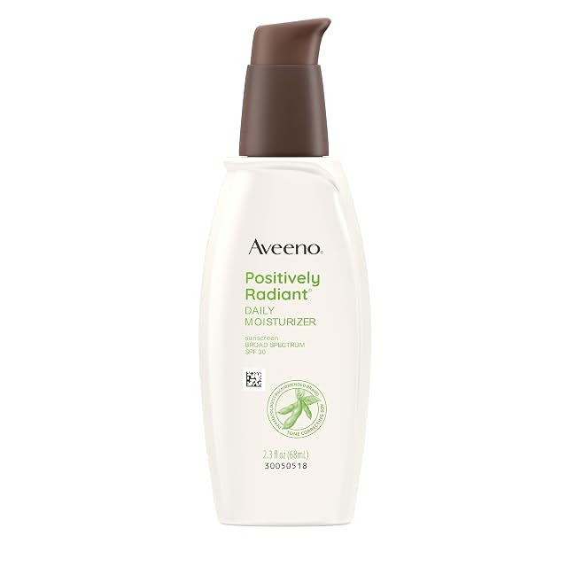 Aveeno Positively Radiant Face Moisturizer with SPF 30 Sunscreen Hydrating Facial Moisturizer with Soy Extract to Visibly Improve