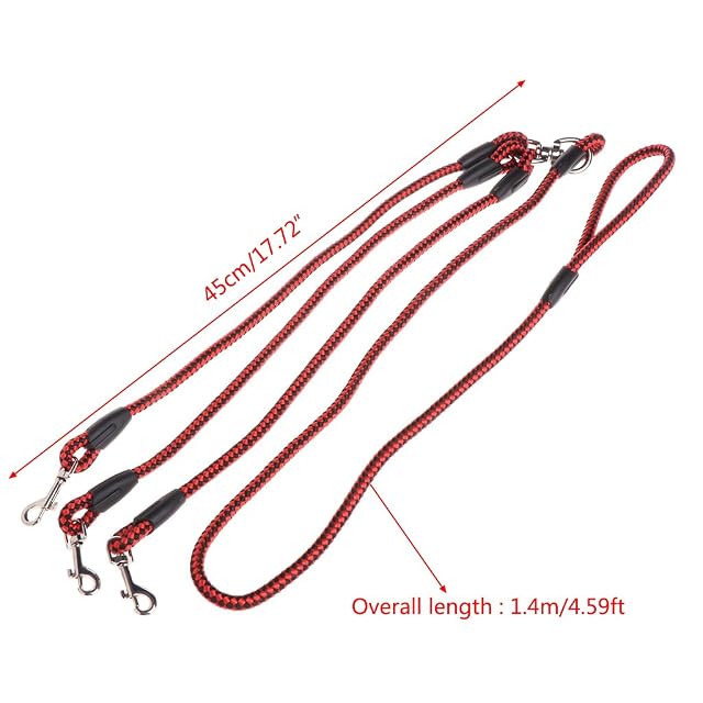 Foto 4 de 8 de niumanery Triple Dogs Leash Coupler Lead with Nylon Soft Handle For Walking 3 Dogs Outside Red&Blue