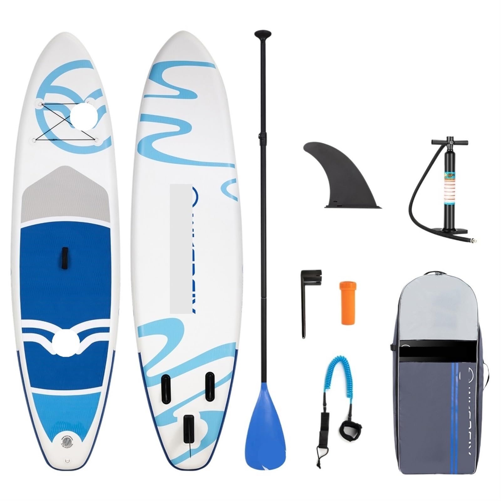 EVXOIJMS Tabla de Remo Inflable para Bote Inflable, Tabla de Surf, Juego de Surf Deportivo con Tabla de Remo, inflador de Cuerda de Aleta Trasera y Bolsa cómoda (3,2 m máximo 330 Libras)