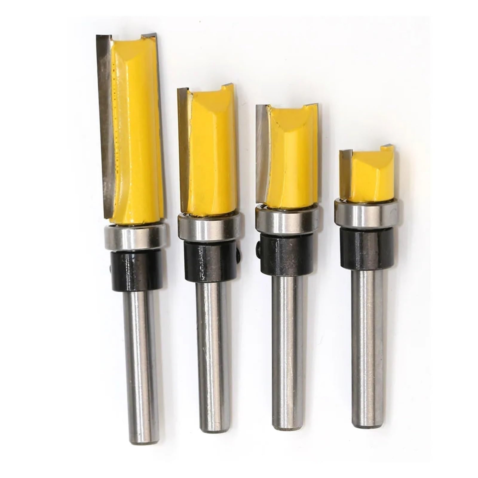 1/4 pièces 1/4in tige modèle garniture charnière mortaisage routeur peu droite fraise tondeuse nettoyage affleurant garniture Tenon Cutter for le travail du bois(4PCS)