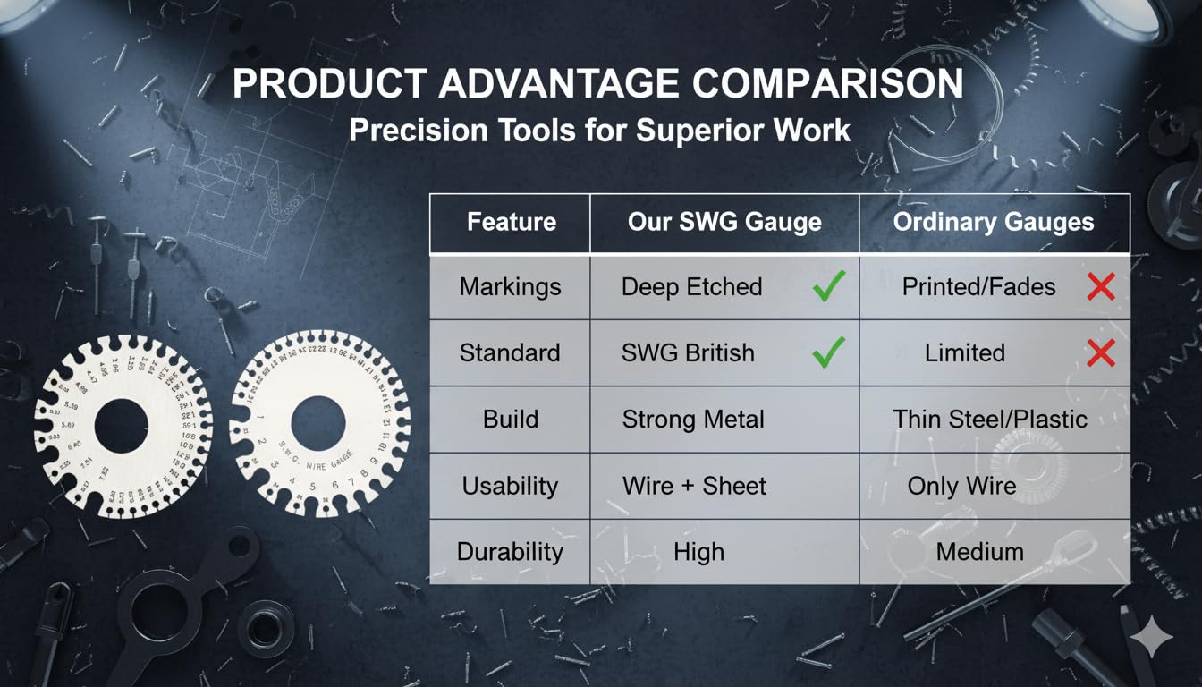 SWG Round Sheet Metal Wire Cable Gauge Standard Thickness Gauge with Very Clear Numbers and Letters (Round Wire Gauge) 4