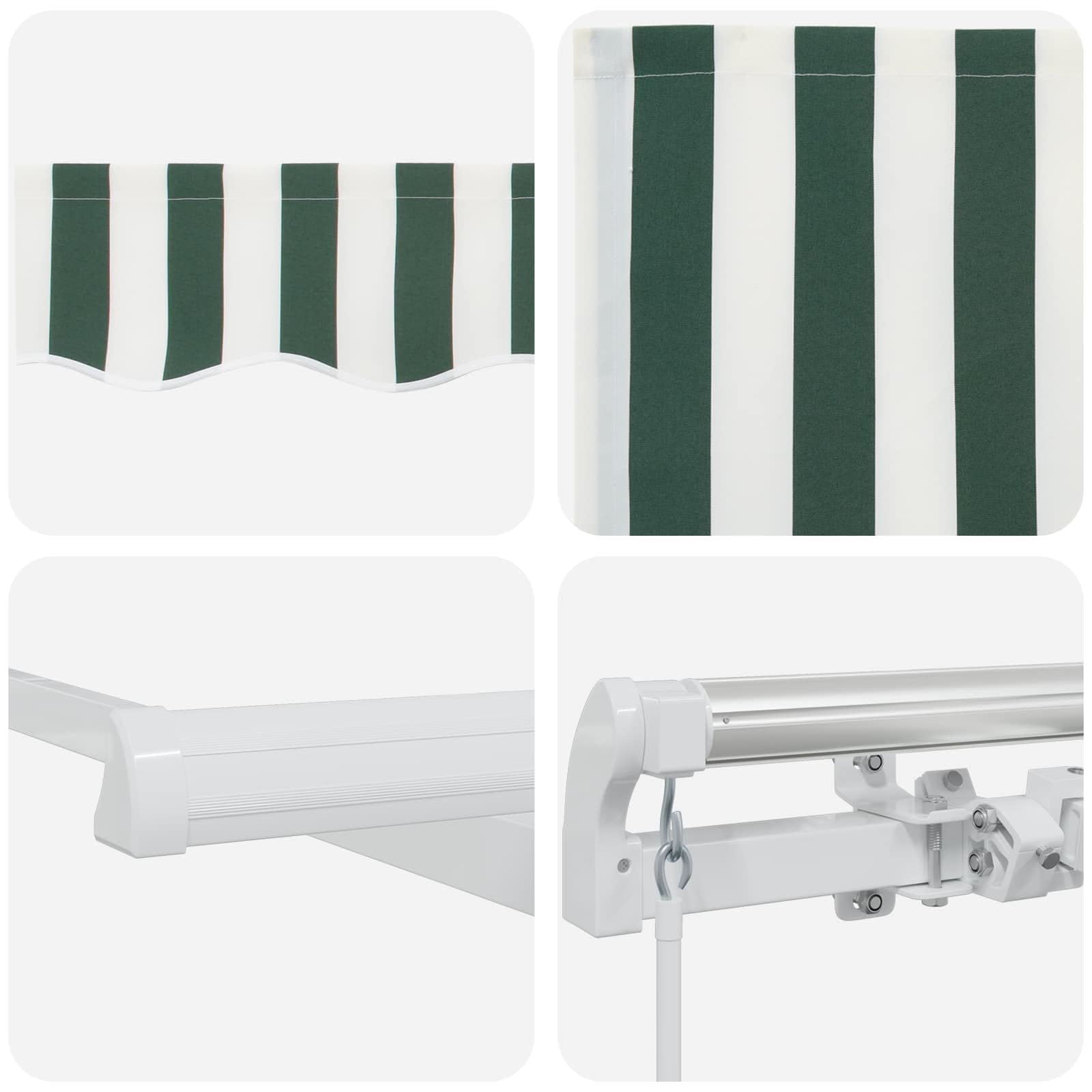 Tenda da Sole Retrattile, Poliestere, Alluminio, Verde Bianco, 400 x 300 cm