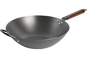 Craft Wok Carbon Steel Wok - 14 inch - Flat Bottom Stir-Fry Pan