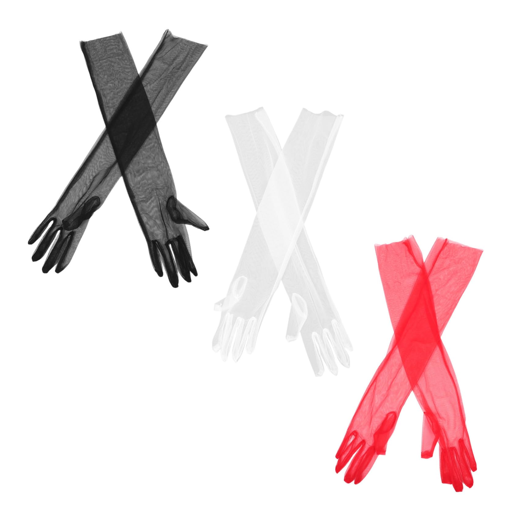 Healeved 15 Pares Guantes Largos de Tul para Novia Mangas de Malla Transpirable para Boda Fiesta de Té y Disfraz de Halloween Cubre Brazos Elegantes para Mujer