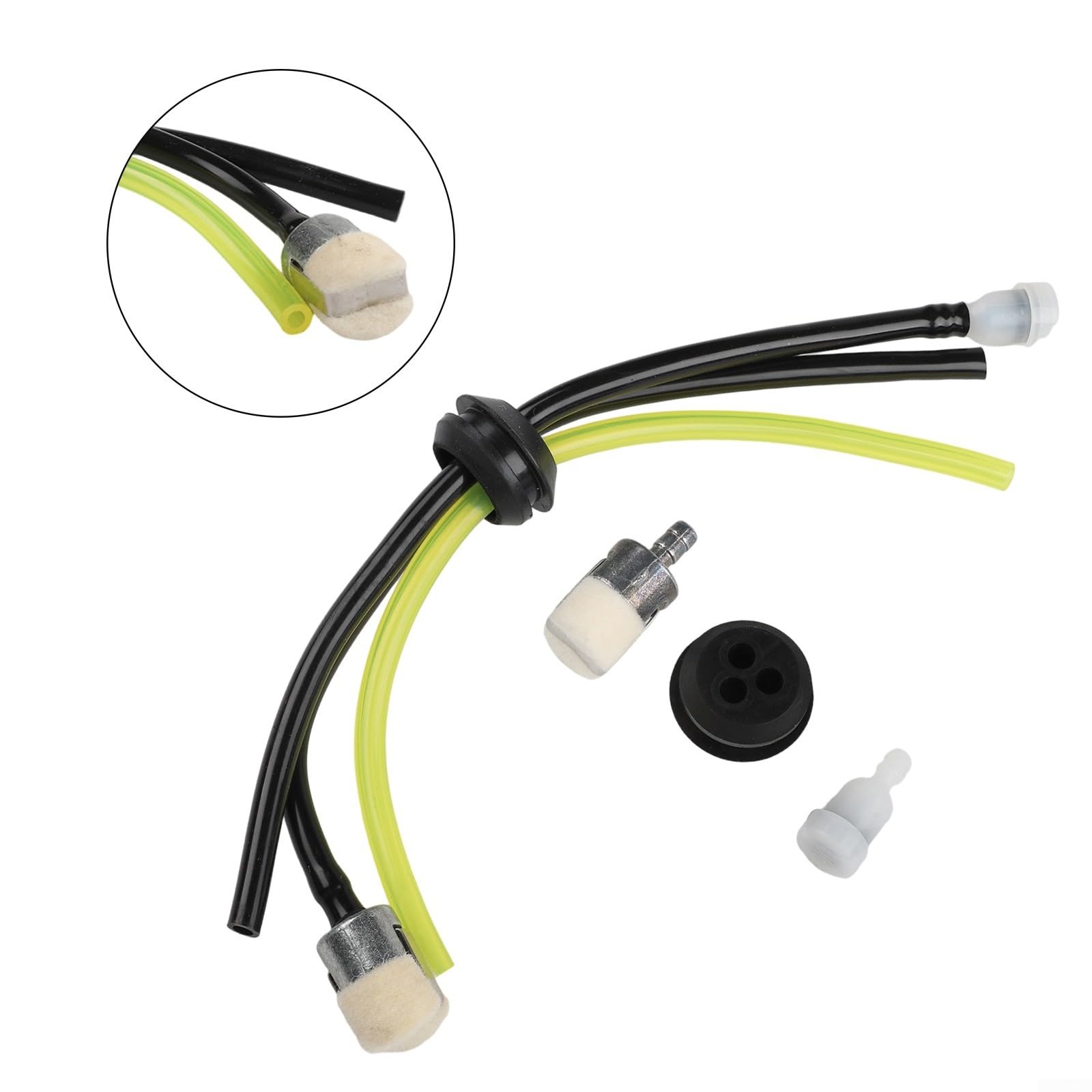 Kit di guarnizioni per serbatoio carburante decespugliatore, 18/20 mm, 3 tubi con filtro per Echo compatibile con benzina, set di collegamento per aspirazione, tubo di sfiato di ritorno del