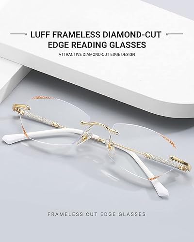Miniatura 3 de LUFF Gafas de lectura sin montura para mujer ligeras antiluz azul clásicas de metal con marco cómodo