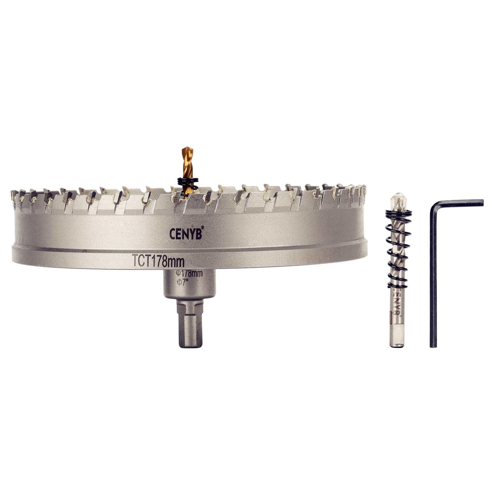 2-1/8" (54mm) Tungsten Carbide Tipped Hole Saw with 2Pcs Titanium-Plated Pilot Drill Bits for Metal, Steel, Iron, Wood, Plastic — view 7