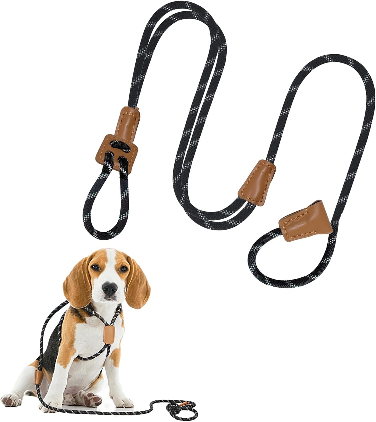 Slip Leads for Dogs, No Pull Rope Dog Harness, Collar Leash and Harness All in One, Adjustable Pet Training Lead for Walking, Dog Leashes for Small Medium Large Dogs, 5ft, Reflective