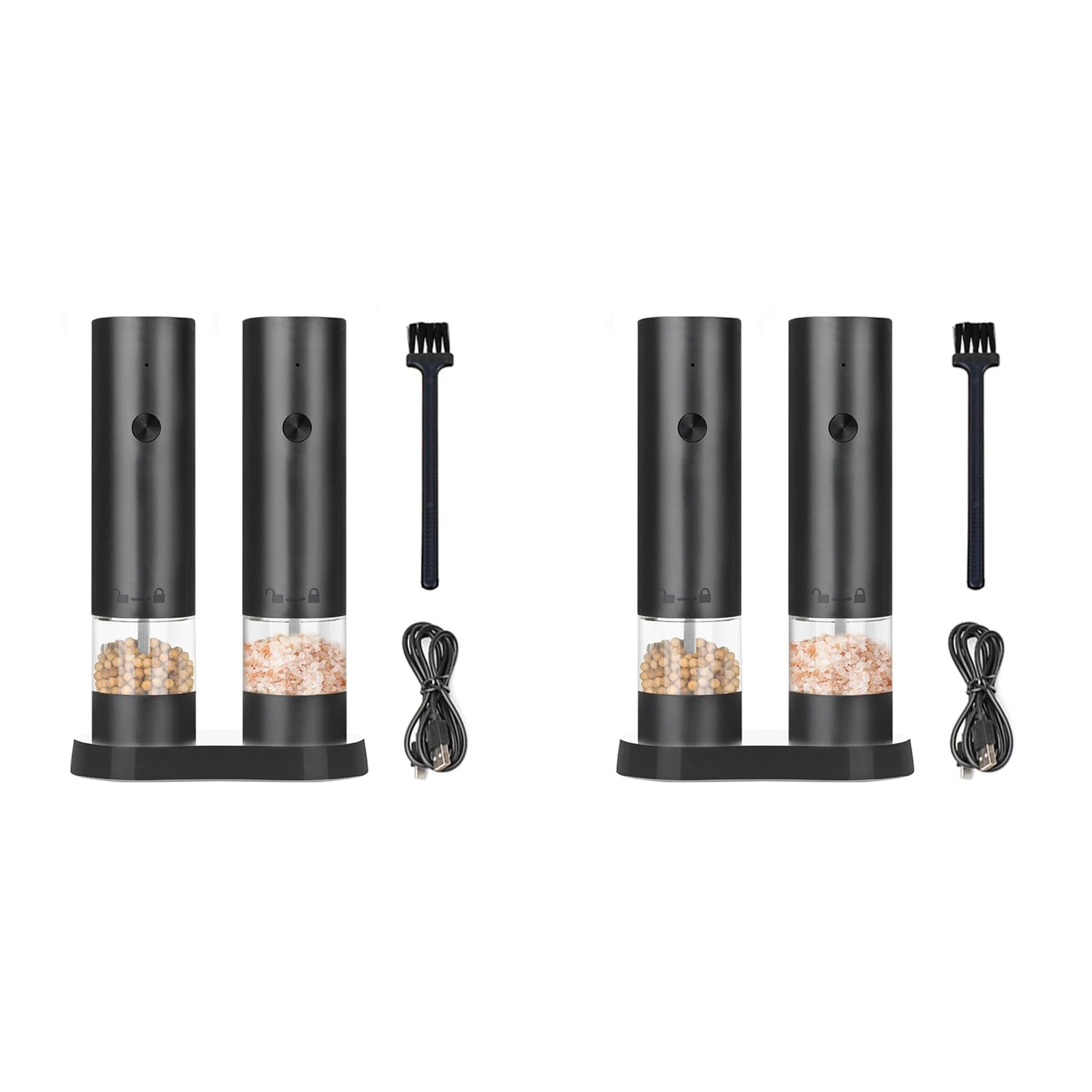 Hndhbfgrt 4X Electric Salt and Pepper Grinder Set Automatic Mill Adjustable Coarseness for Kitchen and BBQ Salt and Pepper Shakers
