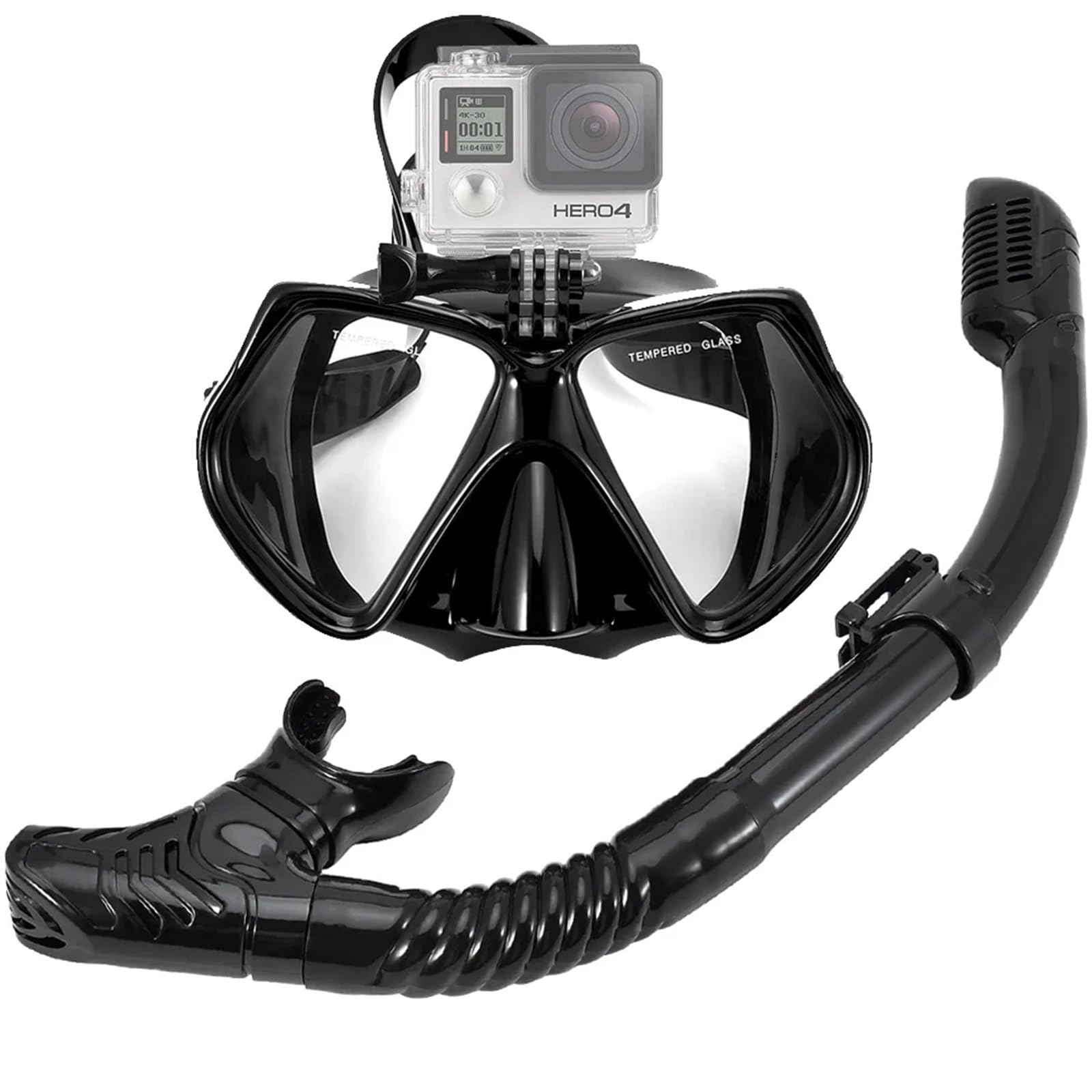 Buceo Máscara de Snorkel Máscara de Buceo con Kit de Snorkel para cámara Deportiva subacuática GoPro, Gafas de natación Profesionales antivaho y secas