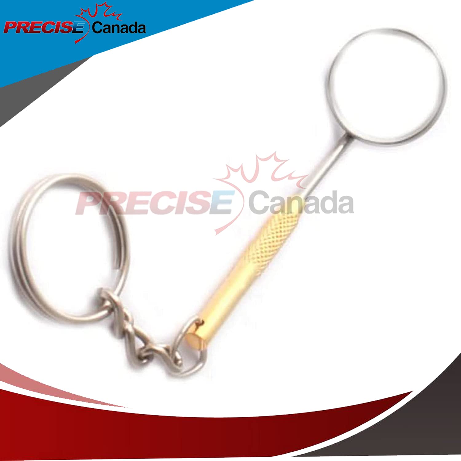 PRECISE CANADA Dental Mirror Gold Handle Key Chain Dental Instruments