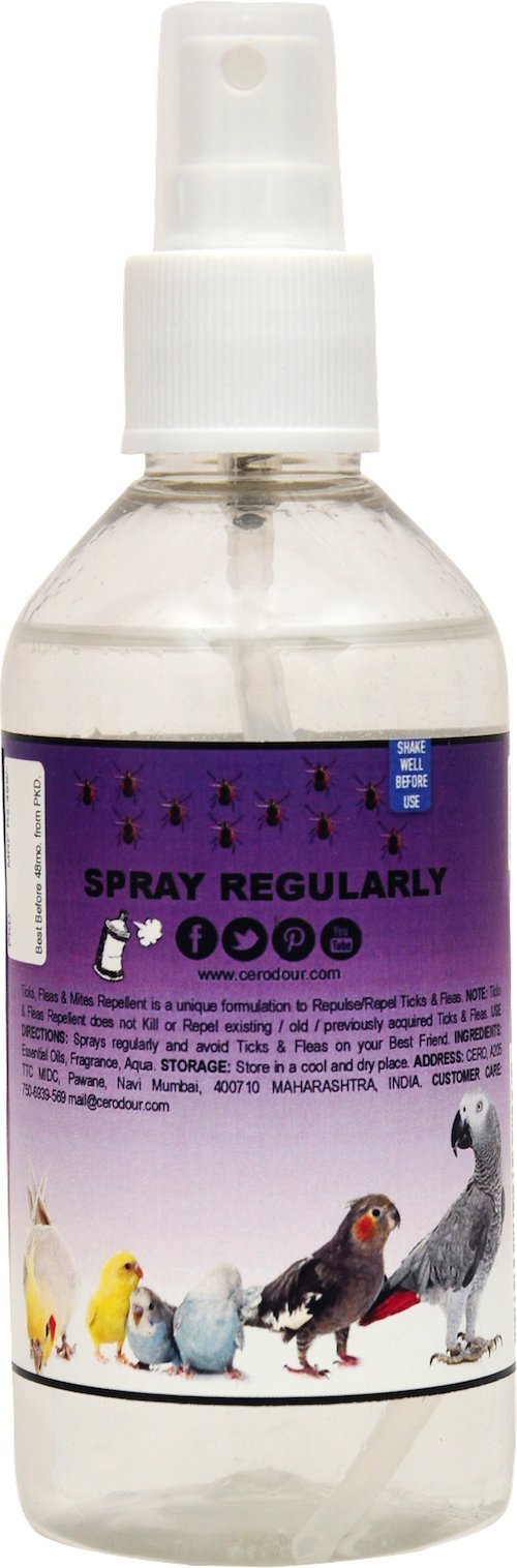 CERO® Natural Spray for Ticks Fleas and Mites in Birds - Spray Bottles with Essential Oils Fresh Fragrance Safe and Effective for Parrots Pigeons and Other Pet Or Wild Birds 200ml 2