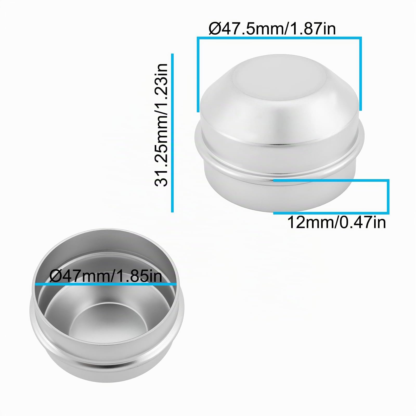 Lot de 4 capuchons anti-poussière de 47 mm compatibles avec les moyeux Avonride avec tambour série A C E F