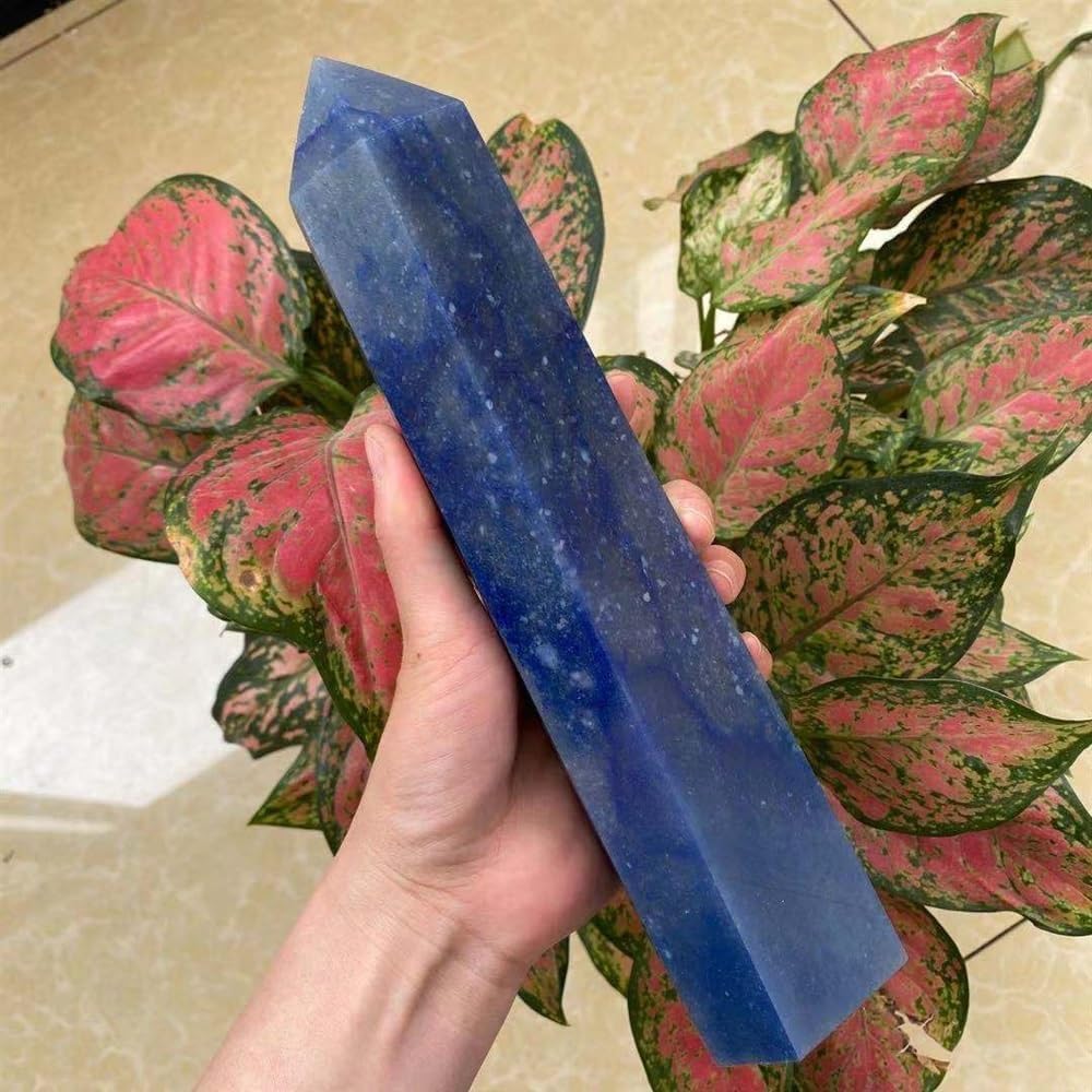 GEBSKI Natural Blue Urine Quartz Crystal Obelisk Points to Room Decoration Home Decoration (Size : 800-850g)