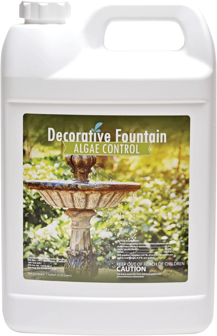 Fountain Algaecide and Clarifier - Gallon - Kills and Inhibits All Types of Algae Growth, Formulated for Small Ponds and Water Features, Treats up to 128,000 Gallons
