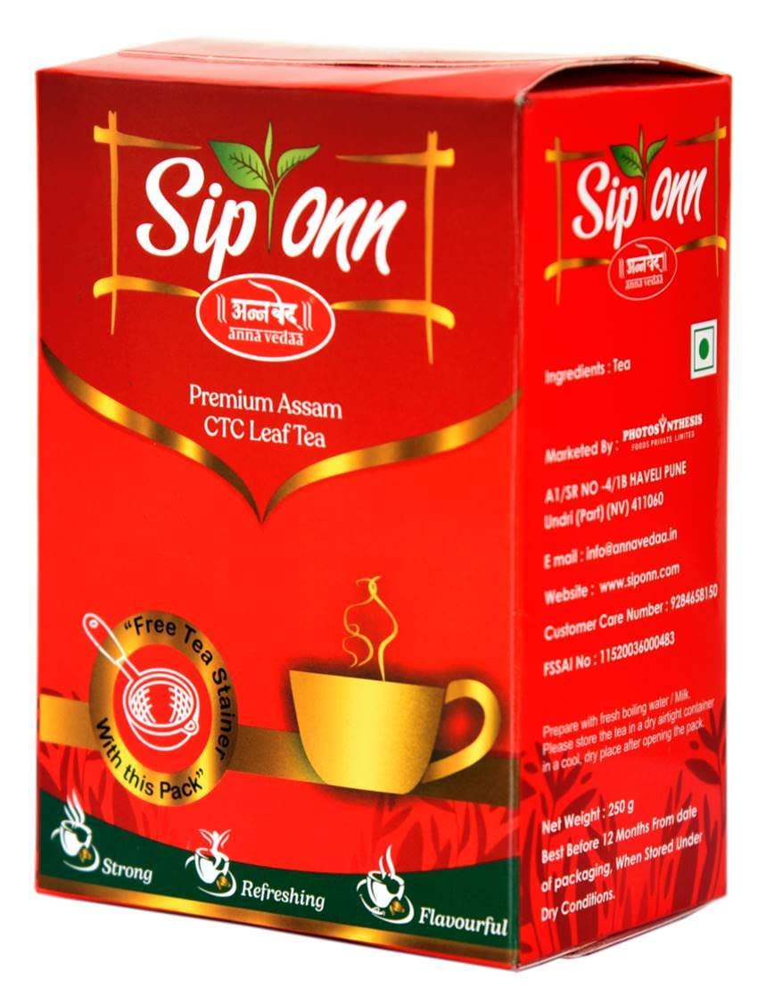 SIP ONN - ANNA VEDAA Assam CTC Leaf Tea With FREE TEA STAINER - 250g (B0B4ZZGFST) Amazon Price History, Amazon Price Tracker